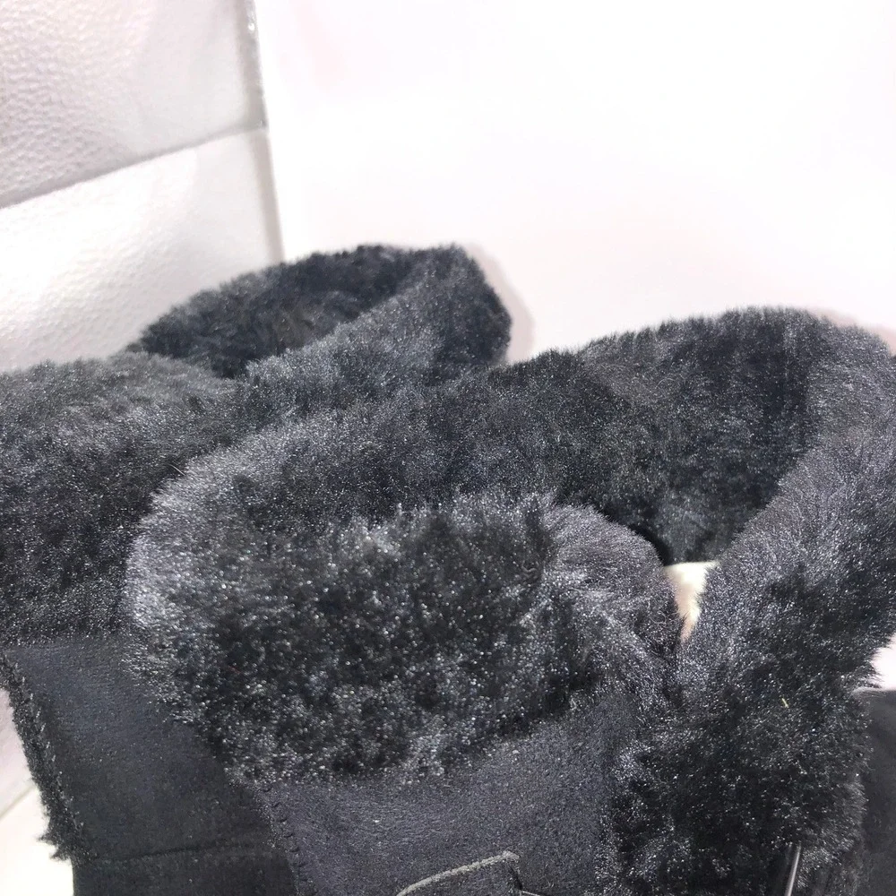 Isaac Mizrahi Black‎ Faux Suede Fur Trimmed Cozy Winter Boots Women's Size 7